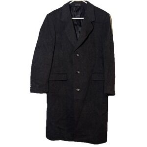 Adam Spencer Wool Cashmere Overcoat Black Mens 42R Classic Top Coat Hungary